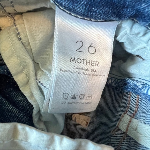 MOTHER Insider Crop Step Chew Denim Jeans High Rise Blue Distressed Size 26 - Picture 6 of 12